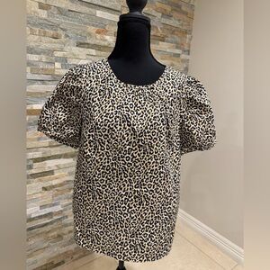 J. Crew Leopard Print Blouse in Black and Tan